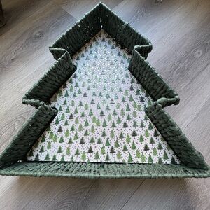 Green Straw Woven Christmas Tree Basket/tray Decor